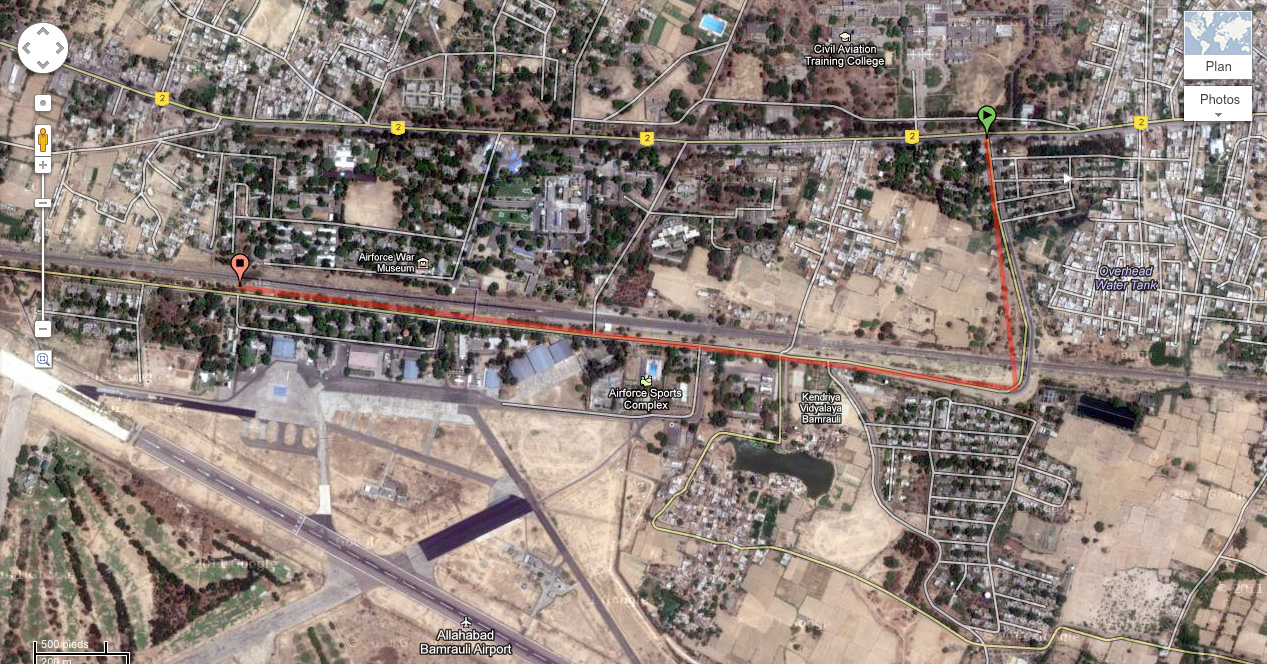 Aéroport civil d'Allahabad-Bamrauli Plan d'accès à l'aéroport d'Allahabad