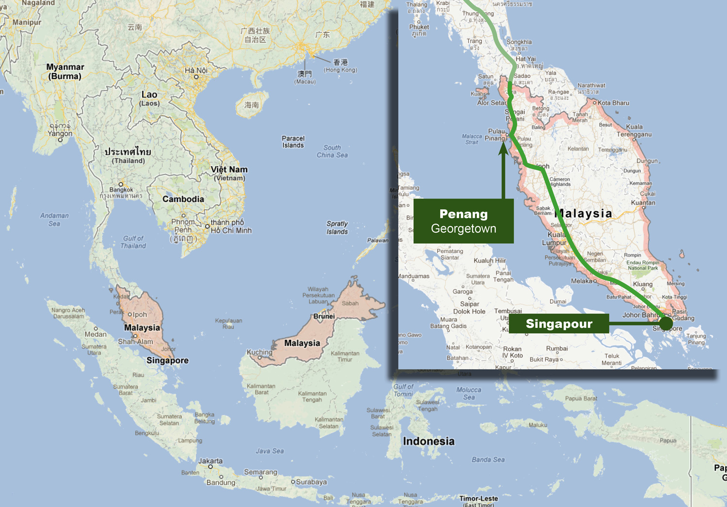 Passage éclair en malaisie, avec une halte d'une semaine à Georgetown, sur l'île de Penang